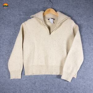 The North Face Pullover Sweater Beige Long Sleeve 1/4 Zip Knit Women's Size XL